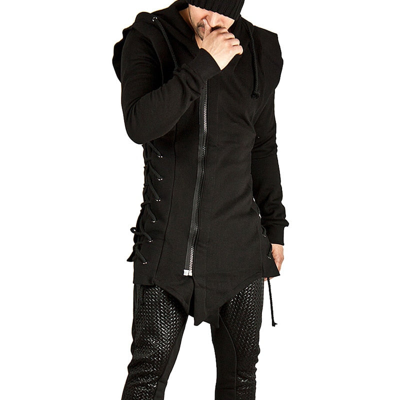 Gothic lace-up hoodie for men