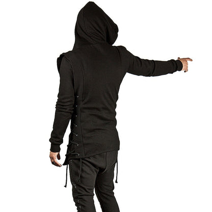 Gothic lace-up hoodie for men