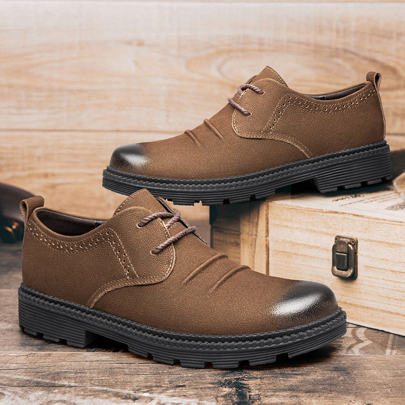 Men's leather lace up shoes with cargo style