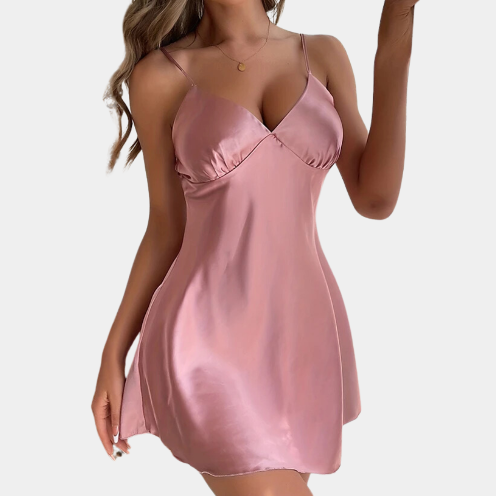 Women's Slip Dress - Satin Silk Feel - V-Neck - Spaghetti Straps - Elegant Nightwear