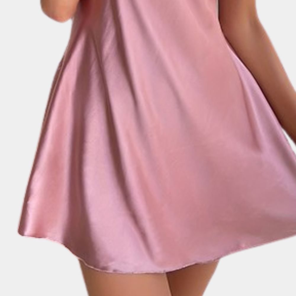 Women's Slip Dress - Satin Silk Feel - V-Neck - Spaghetti Straps - Elegant Nightwear
