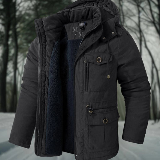 Men’s Parka Jacket – Regular Fit – Sherpa Lined – Ribbed Hood – Utility Pockets