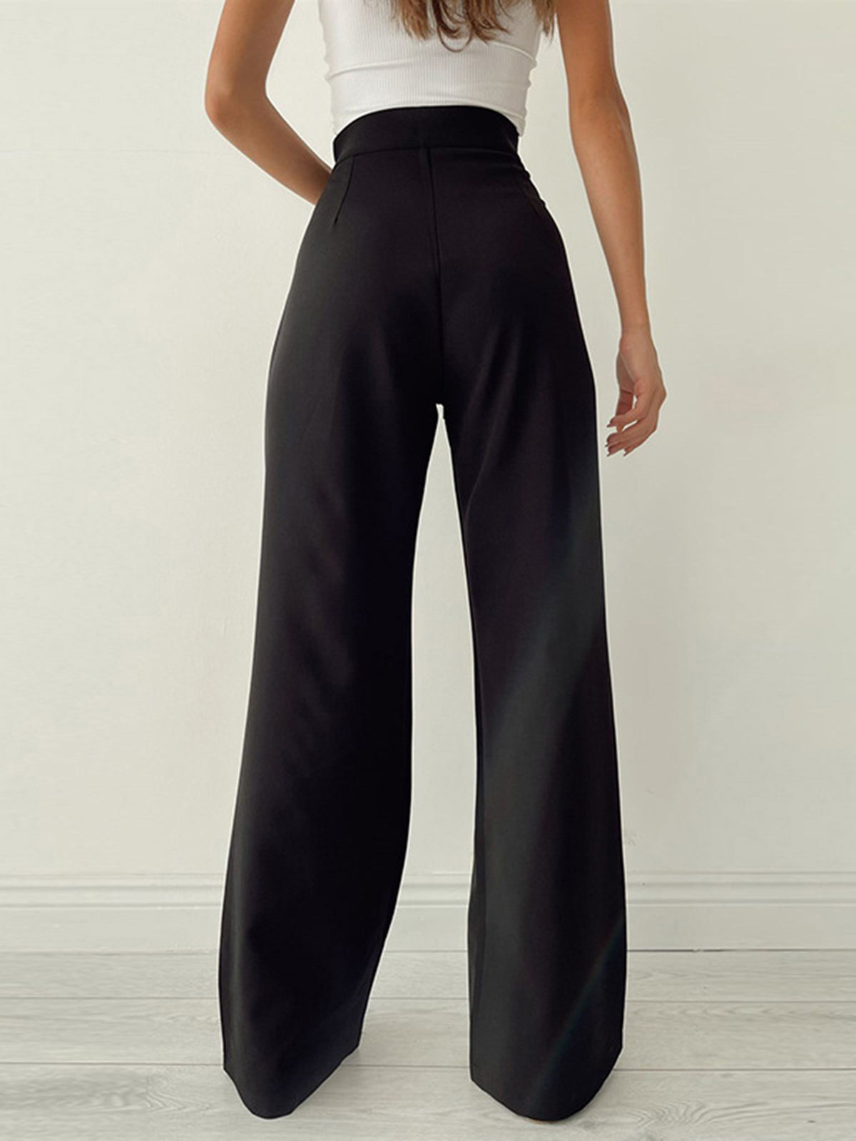 Women's Wide-Leg Trousers - High Waist - Pleated Front - Flowy Elegant Fit