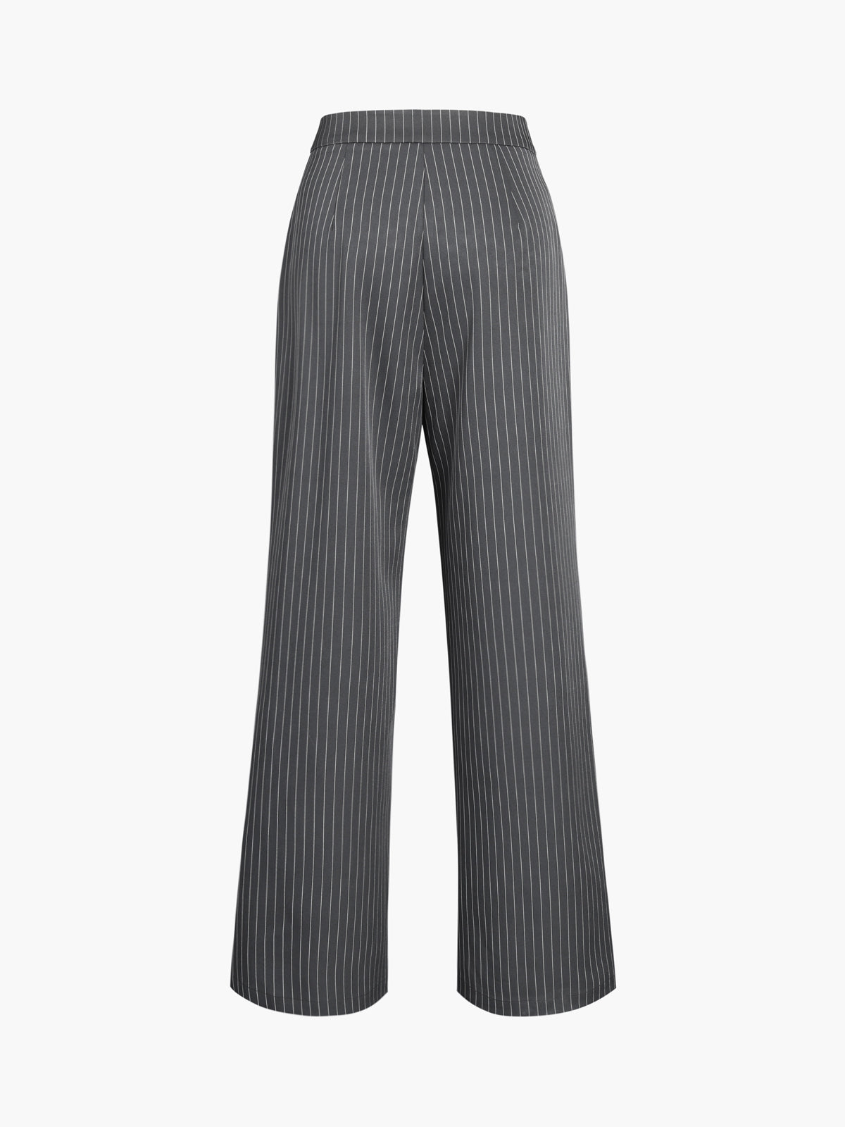 Women's Wide-Leg Trousers - High Waist - Tailored Fit - Pinstripe Elegant Style