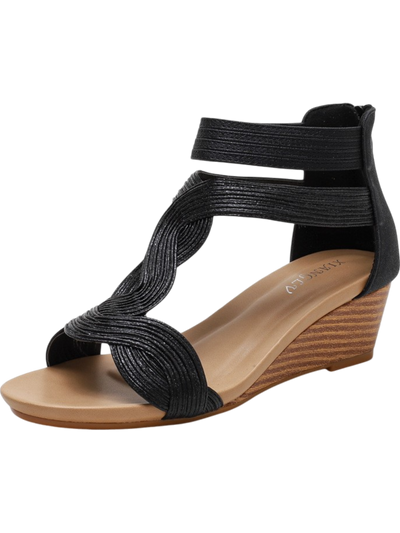 Women’s Wedge Sandals – Woven Crisscross Straps – Open Toe – Back Zipper – Comfortable Fit