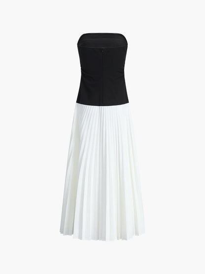 Strapless Pleated Midi Dress for Women