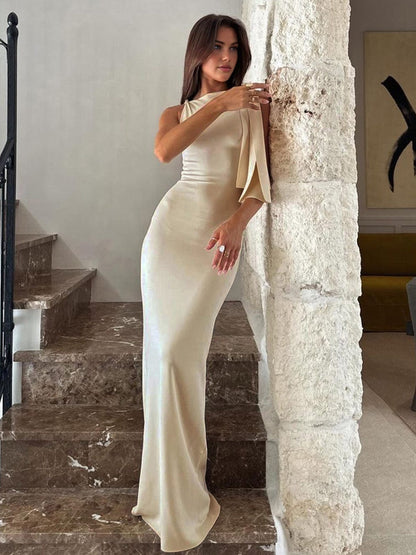 Women’s Evening Gown – One Shoulder – Floor Length – Sleek Fit – Elegant Formal Wear
