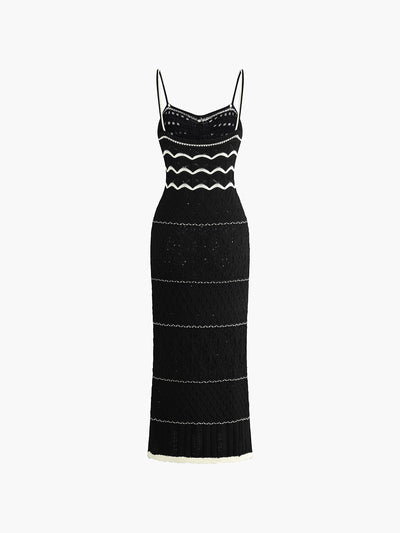 Women's Crochet Midi Dress - Open-Knit Pattern - Sleeveless Fitted Silhouette
