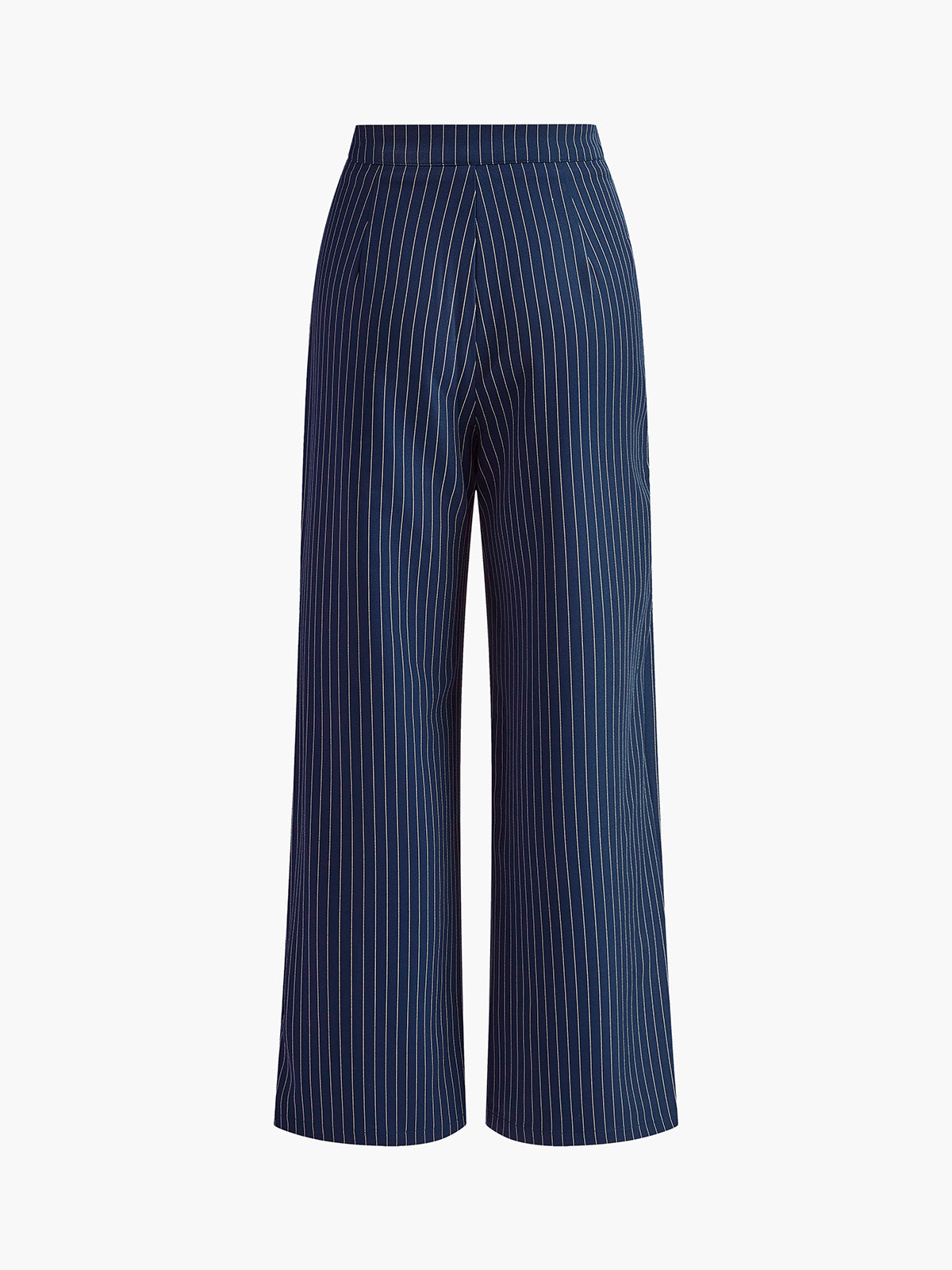 Women's Wide-Leg Trousers - High Waist - Tailored Fit - Pinstripe Elegant Style