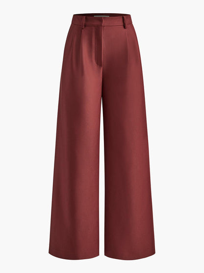 Women’s Wide-Leg Trousers - High Waisted - Pleated Front - Tailored Fit Elegant Style