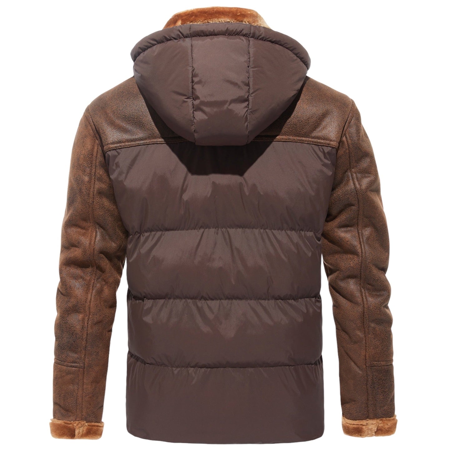 Stylish men's jacket with faux fur hood