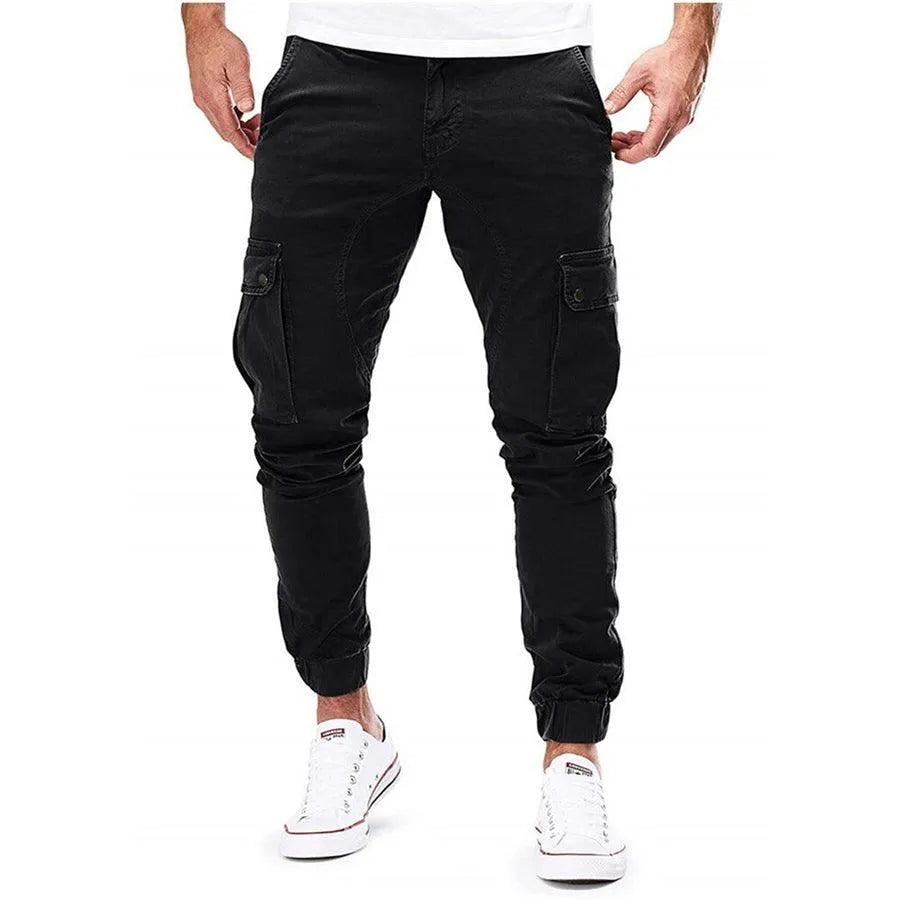 Men’s Cargo Jogger Pants - Cotton - Relaxed Fit - Elastic Waist & Cuffs - Multi-Pocket