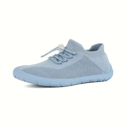 Women’s Slip-On Sneakers – Breathable Mesh – Elastic Lace Closure – Lightweight Casual Wear