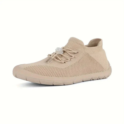 Women’s Slip-On Sneakers – Breathable Mesh – Elastic Lace Closure – Lightweight Casual Wear