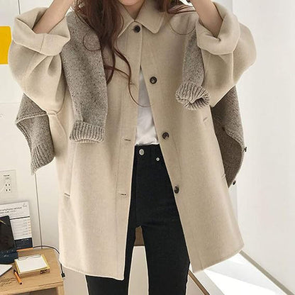 Cozy button closure coat for women