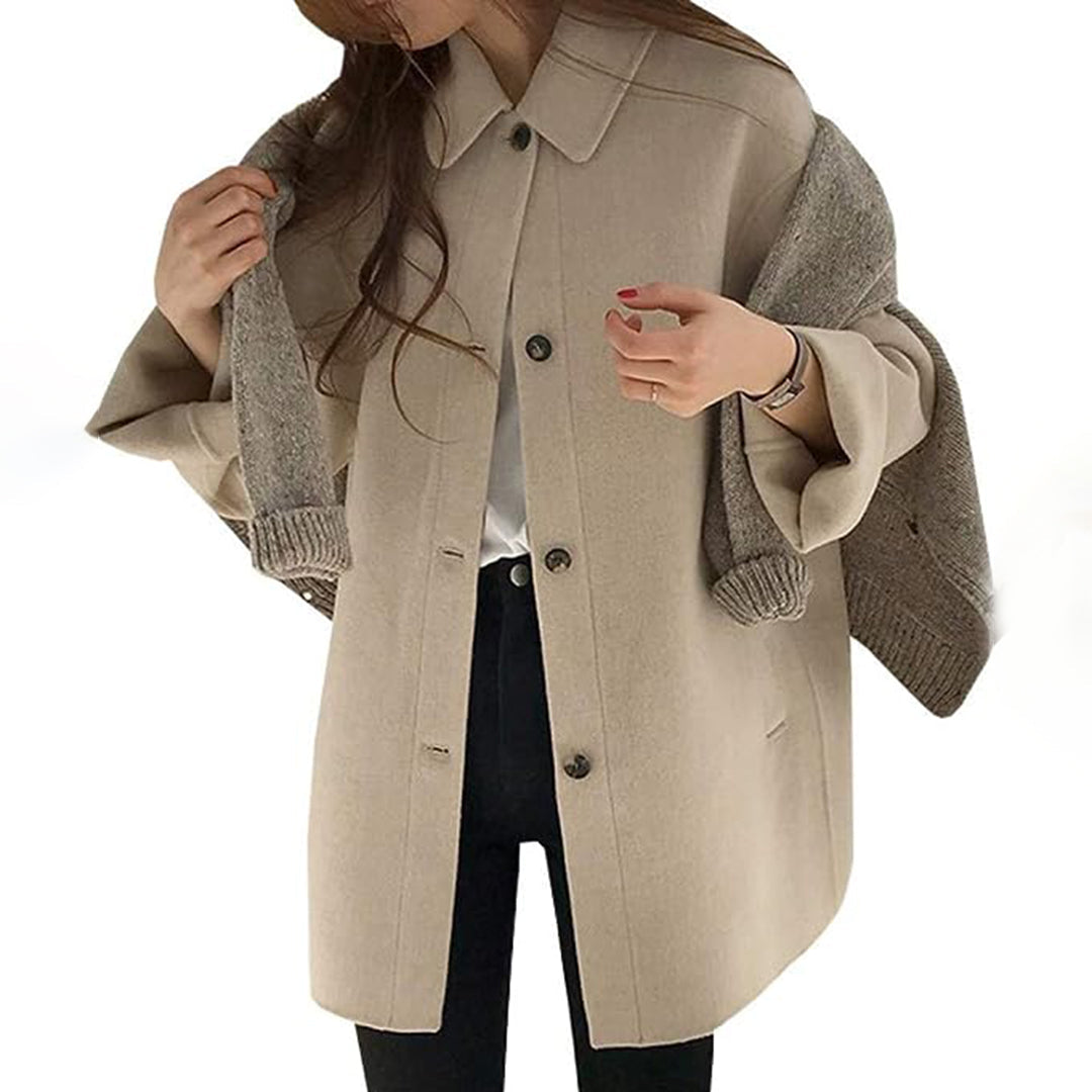 Cozy button closure coat for women