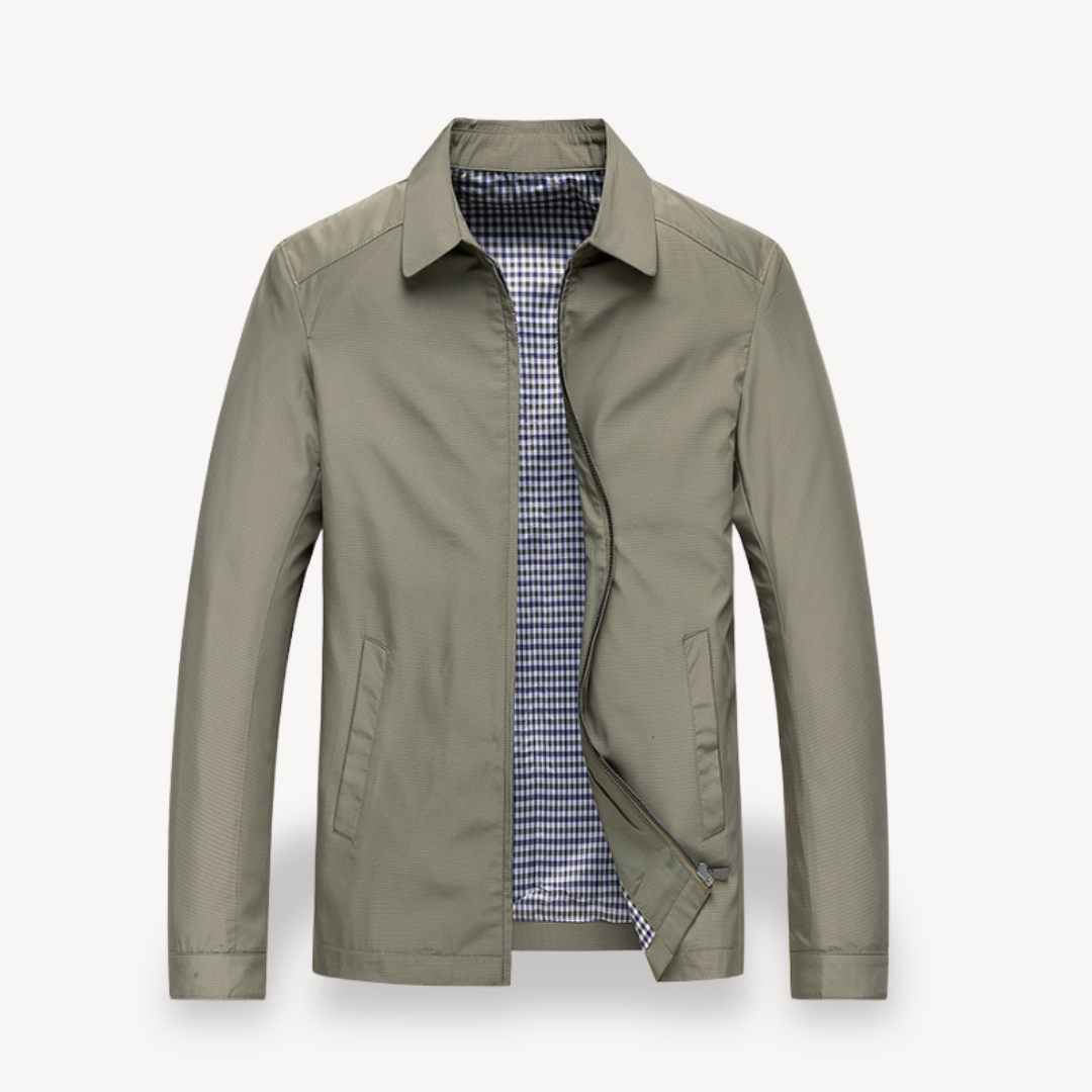 Men’s Lightweight Jacket – Tailored Fit – Breathable Fabric – Zip Front – Shirt Collar