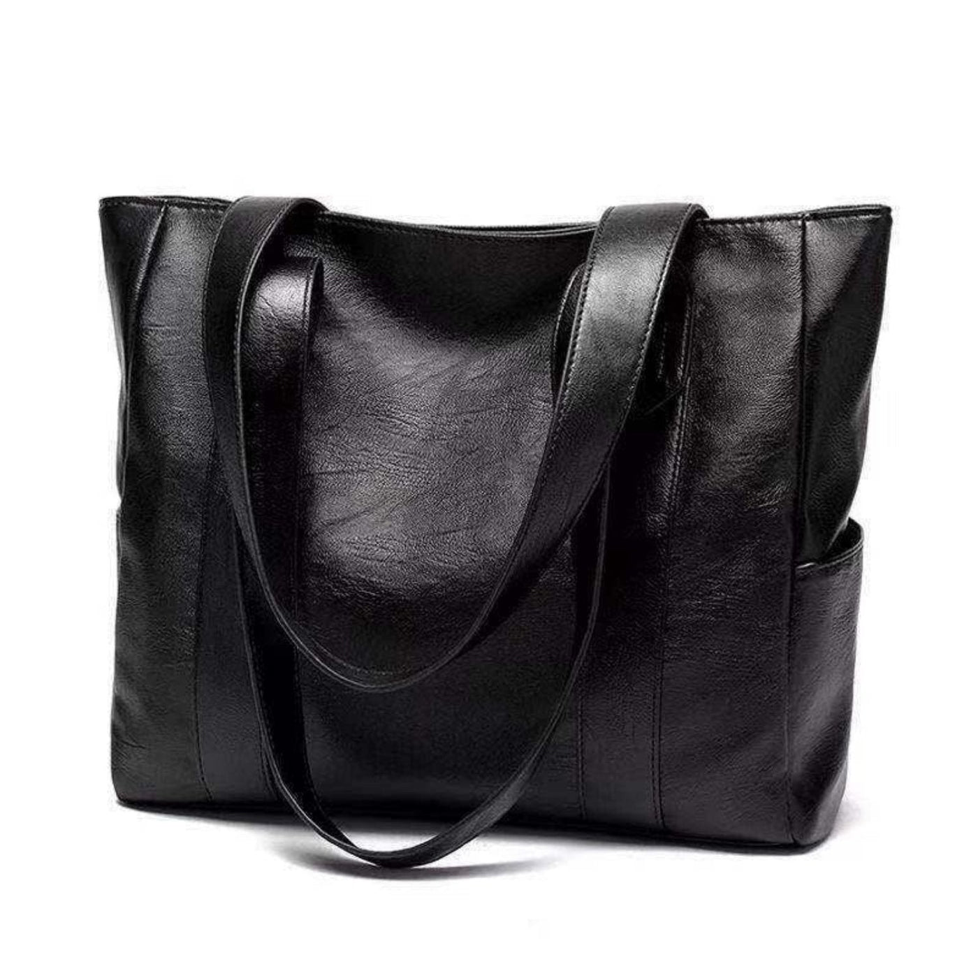 Women's Faux Leather Shoulder Bag - Large Capacity - Classic Vintage Style - Elegant Everyday Tote