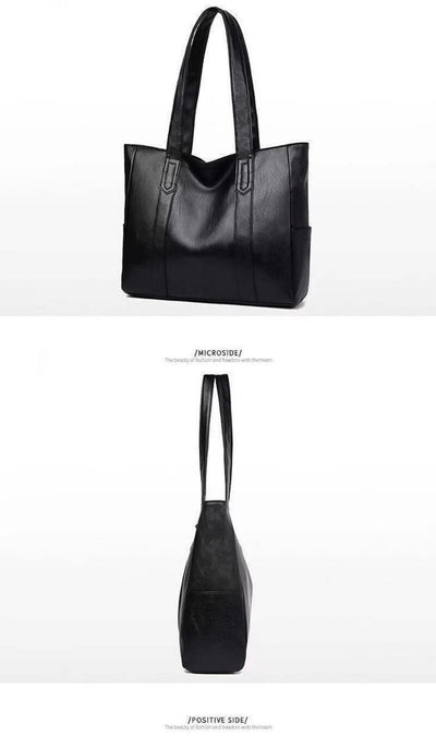 Women's Faux Leather Shoulder Bag - Large Capacity - Classic Vintage Style - Elegant Everyday Tote