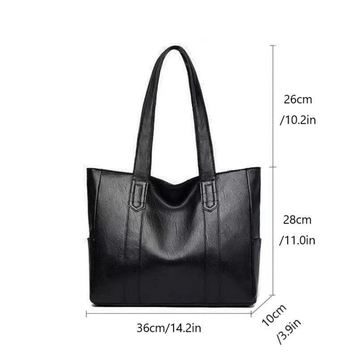 Women's Faux Leather Shoulder Bag - Large Capacity - Classic Vintage Style - Elegant Everyday Tote