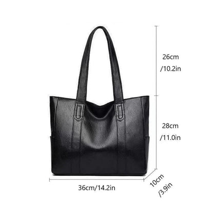 Women's Faux Leather Shoulder Bag - Large Capacity - Classic Vintage Style - Elegant Everyday Tote
