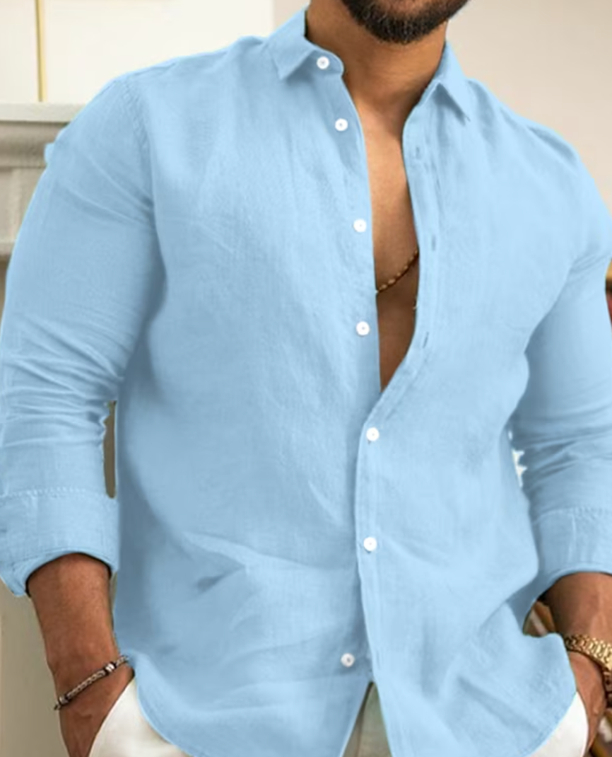 Men’s Button-Up Shirt – Slim Fit – Natural Fibers – Long Sleeve Minimalist Style