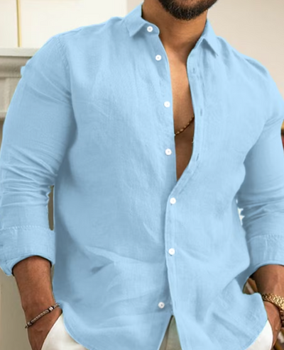 Men’s Button-Up Shirt – Slim Fit – Natural Fibers – Long Sleeve Minimalist Style