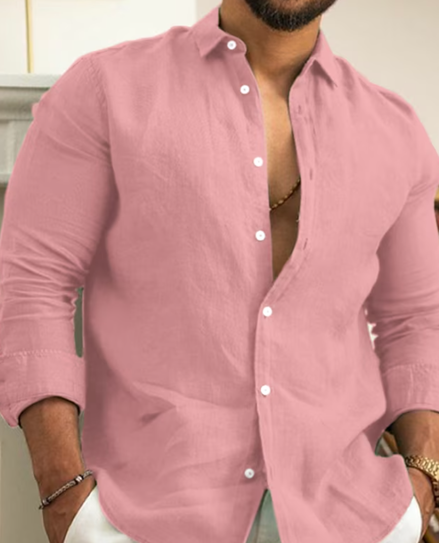 Men’s Slim Fit Shirt – Natural Fibers – Button-Down – Long Sleeve Tailored Fit