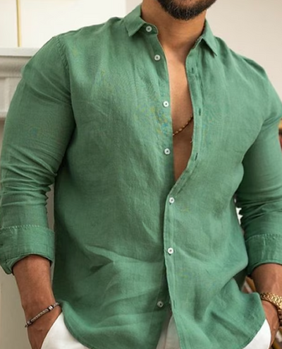 Men’s Button-Up Shirt – Slim Fit – Natural Fibers – Long Sleeve Minimalist Style