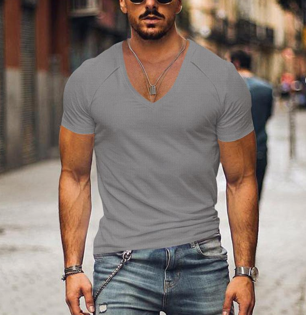 Men’s V-Neck T-Shirt - Slim Fit - Soft Breathable Casual Wear