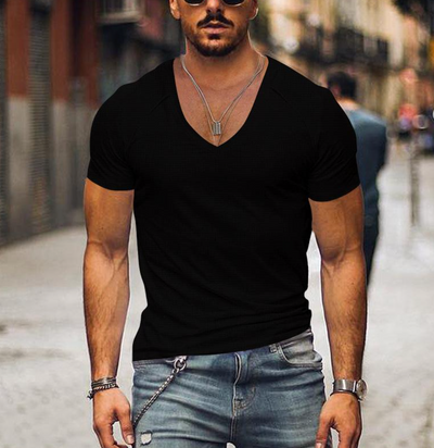 Men’s V-Neck T-Shirt - Slim Fit - Soft Breathable Casual Wear