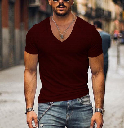 Men’s V-Neck T-Shirt - Slim Fit - Soft Breathable Casual Wear
