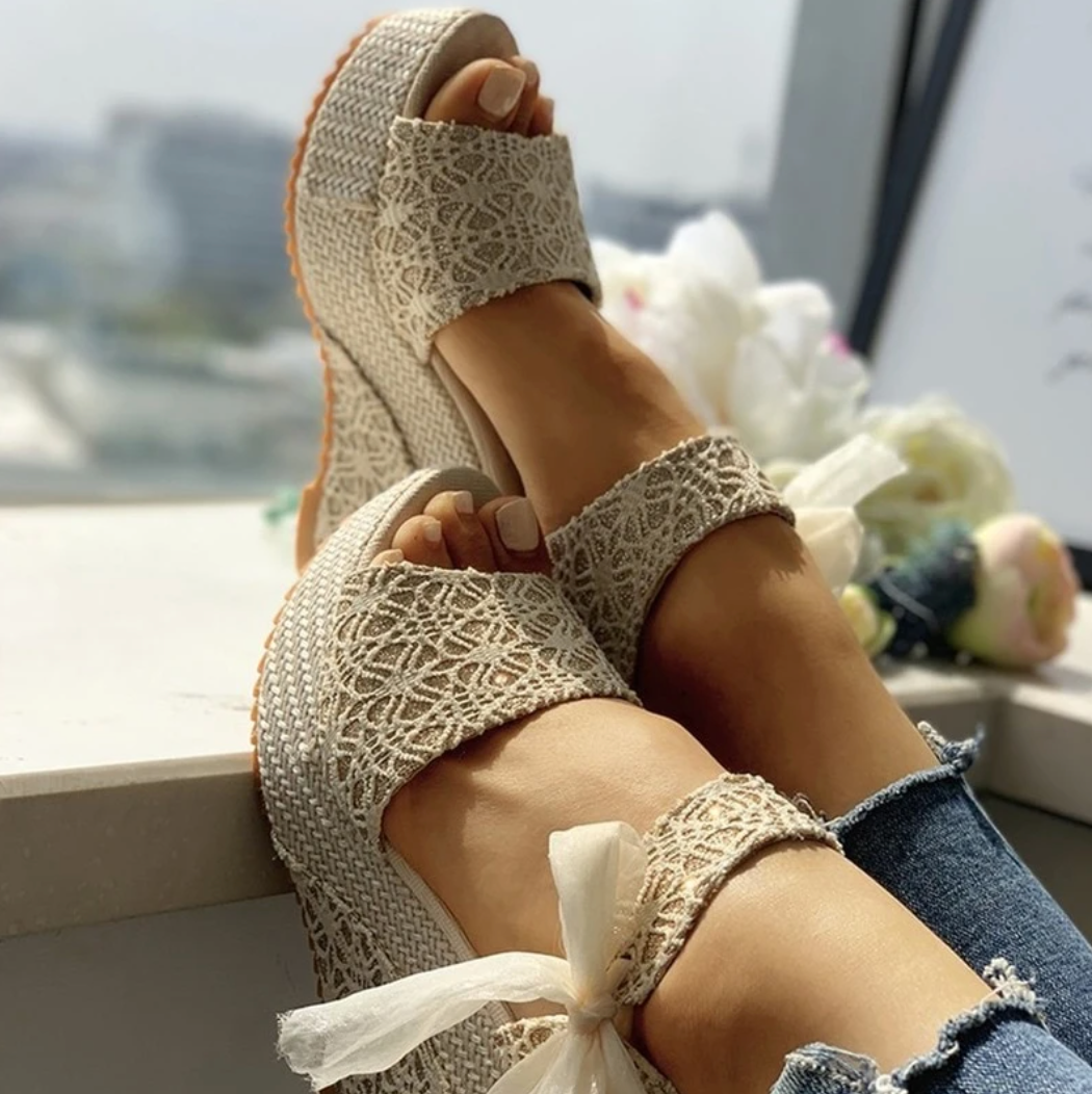 Women's Wedge Heel Summer Sandals – Elegant Slip-On Platform Shoes