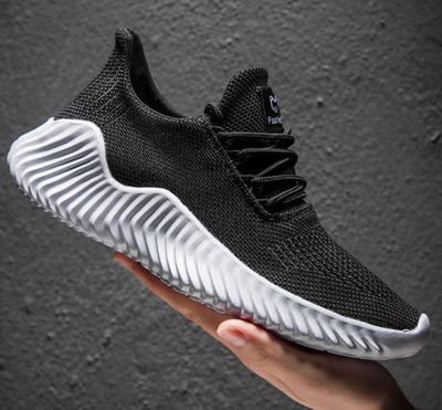 Men’s Knit Sneakers - Breathable Lightweight Upper - Cushioned Sole - Casual Athletic Wear