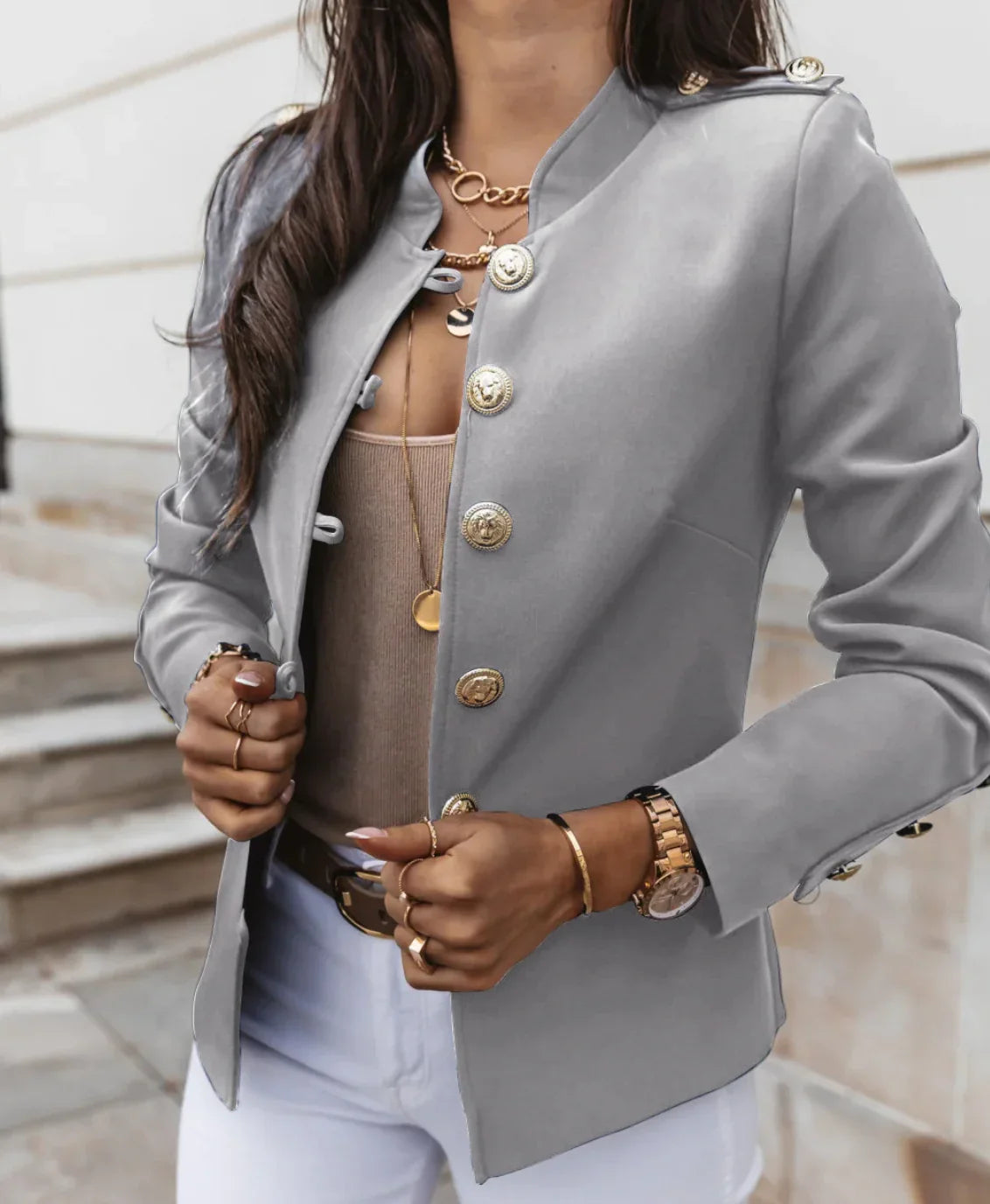 Modern button-down coat for women