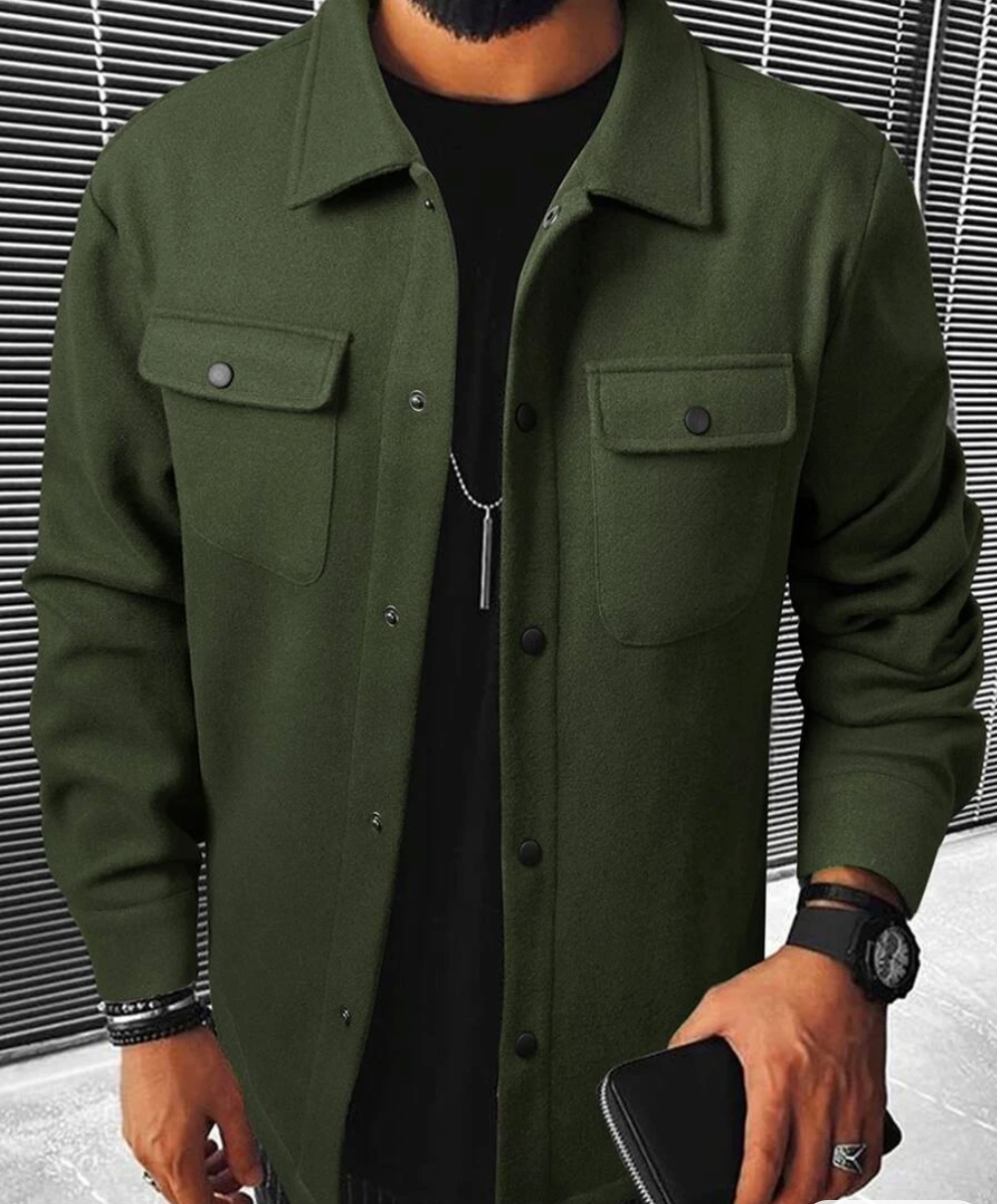 Men’s Button-Down Shirt – Relaxed Fit – Cotton Blend – Chest Pockets – Smart Casual