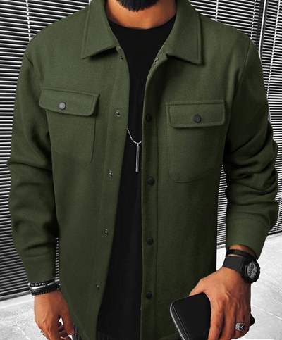 Men’s Button-Down Shirt – Relaxed Fit – Cotton Blend – Chest Pockets – Smart Casual