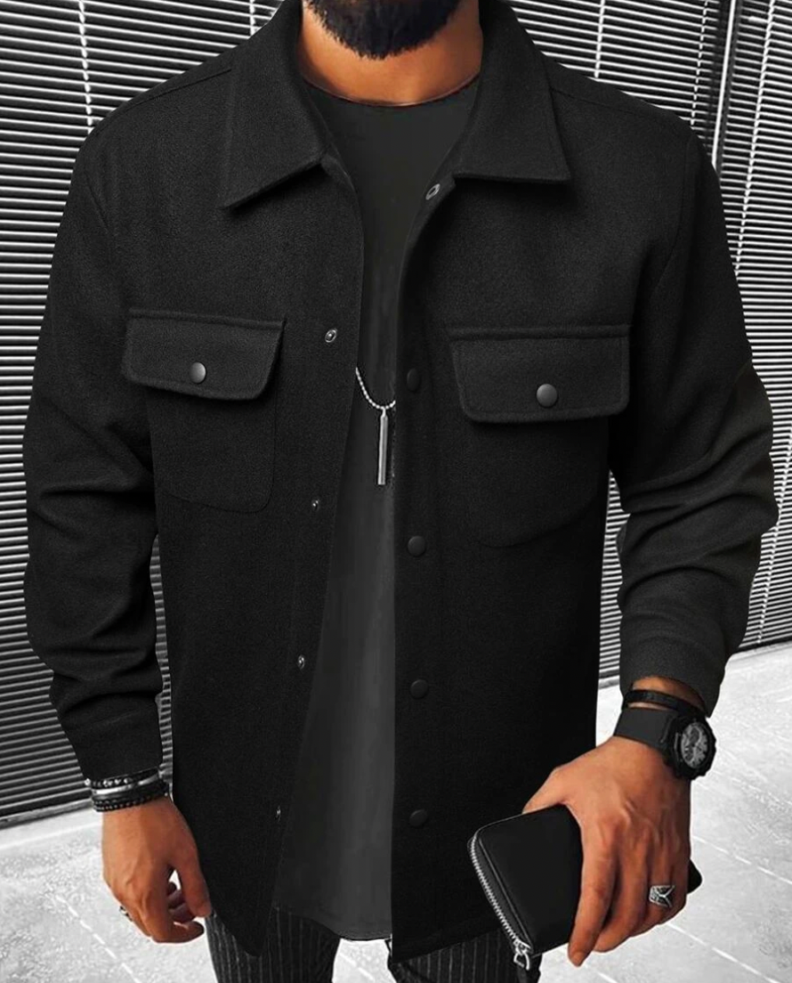 Men’s Button-Down Shirt – Relaxed Fit – Cotton Blend – Chest Pockets – Smart Casual