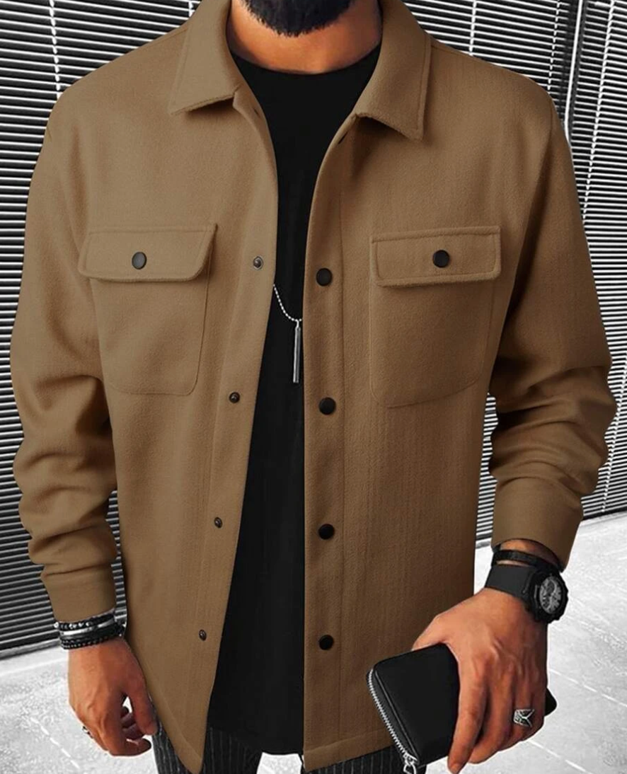 Men’s Button-Down Shirt – Relaxed Fit – Cotton Blend – Chest Pockets – Smart Casual