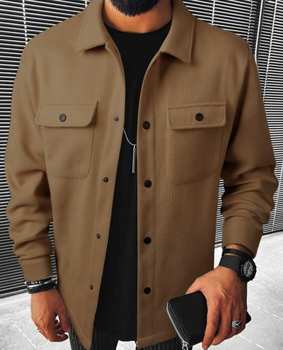 Men’s Button-Down Shirt – Relaxed Fit – Cotton Blend – Chest Pockets – Smart Casual