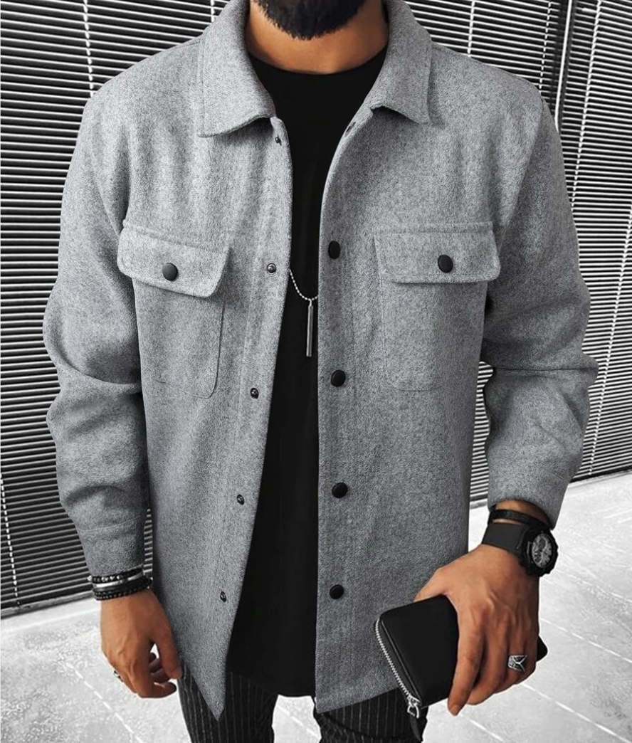 Men’s Button-Down Shirt – Relaxed Fit – Cotton Blend – Chest Pockets – Smart Casual