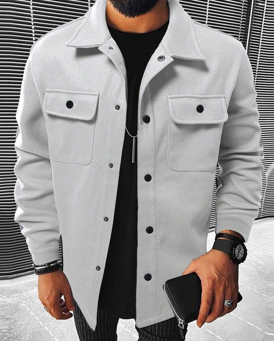 Men’s Button-Down Shirt – Relaxed Fit – Cotton Blend – Chest Pockets – Smart Casual