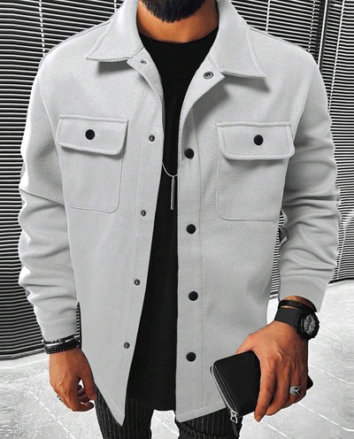 Men’s Button-Down Shirt – Relaxed Fit – Cotton Blend – Chest Pockets – Smart Casual