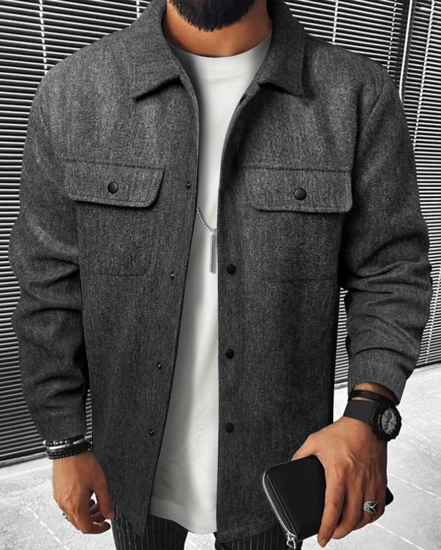 Men’s Button-Down Shirt – Relaxed Fit – Cotton Blend – Chest Pockets – Smart Casual
