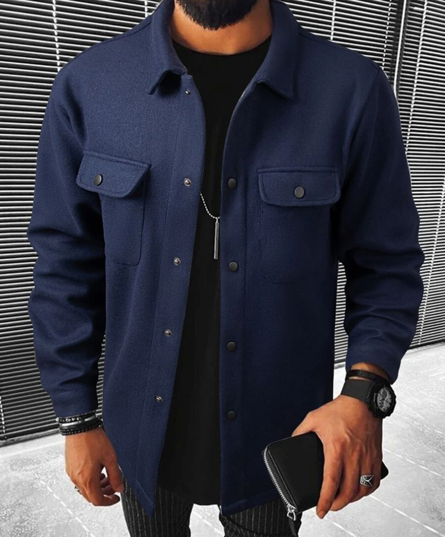 Men’s Button-Down Shirt – Relaxed Fit – Cotton Blend – Chest Pockets – Smart Casual