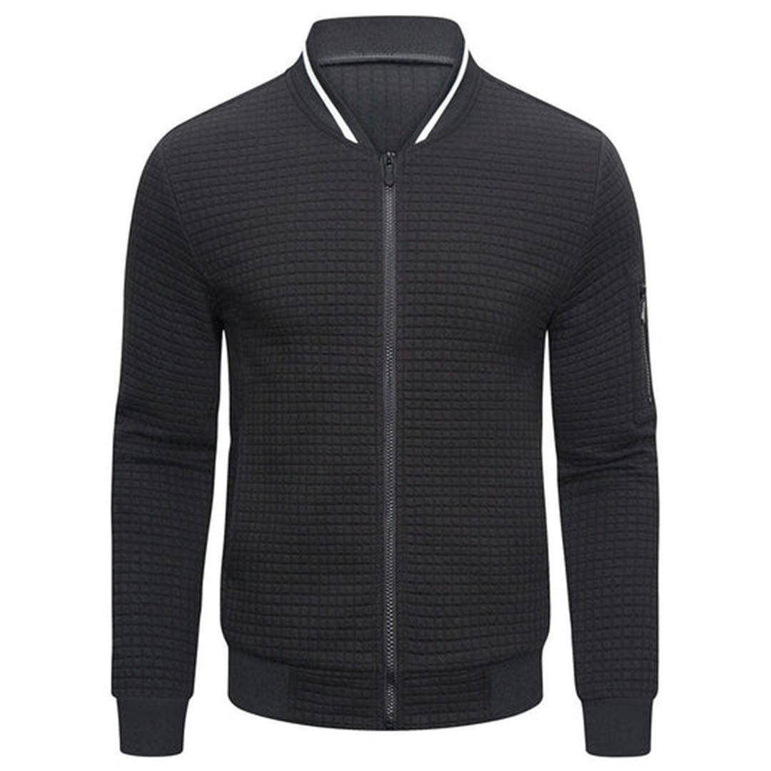 Men's checked zip jacket with stand-up collar