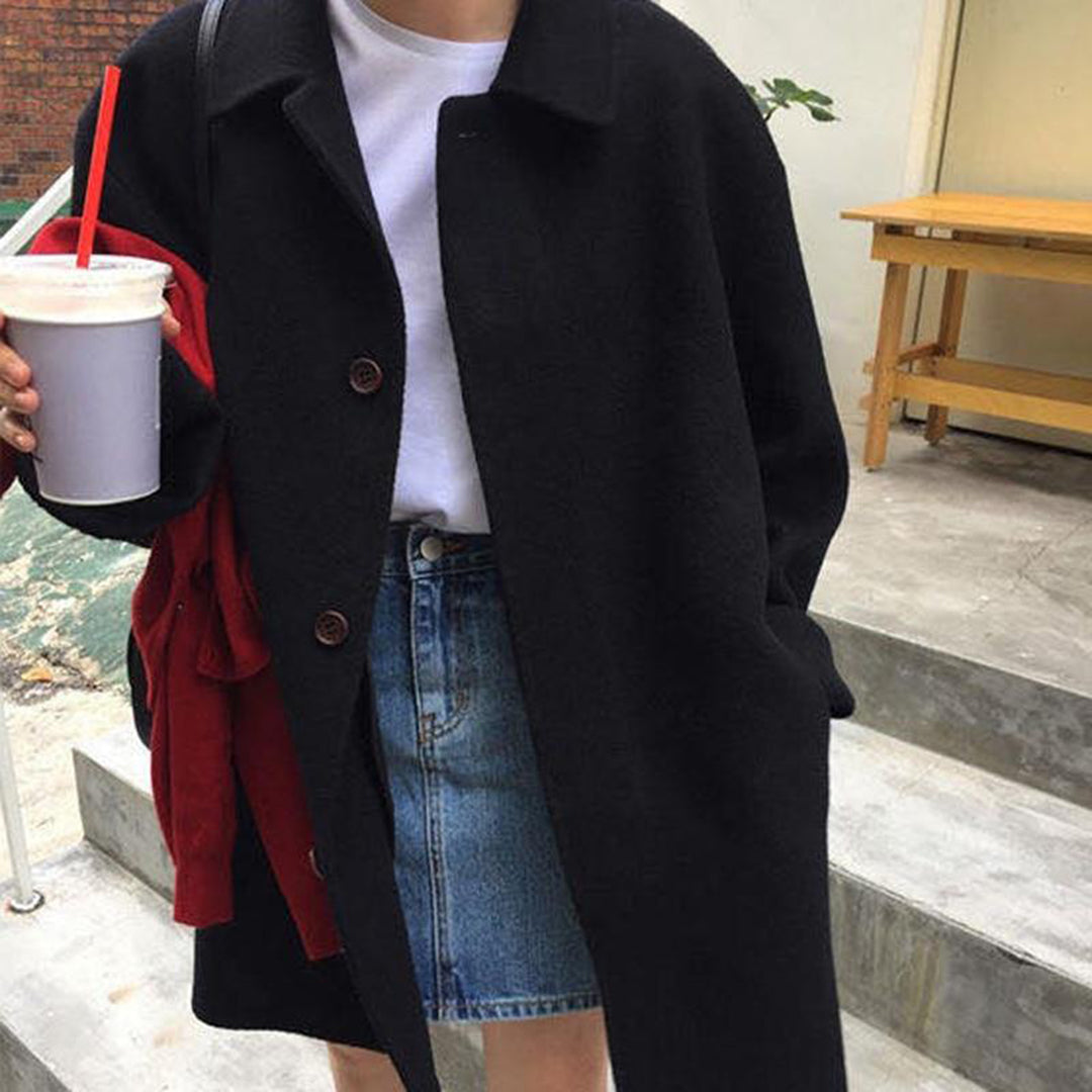 Cozy button closure coat for women