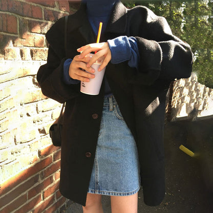 Cozy button closure coat for women