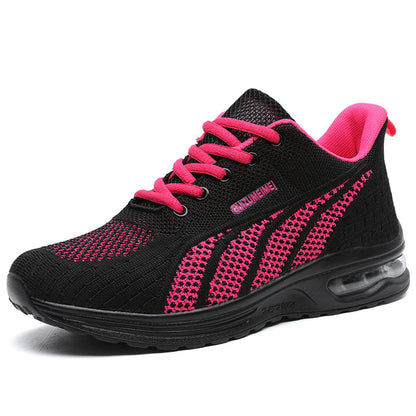 Women’s Sneakers - Breathable Mesh - Lace-Up - Cushioned Sole - Air Cushion Support