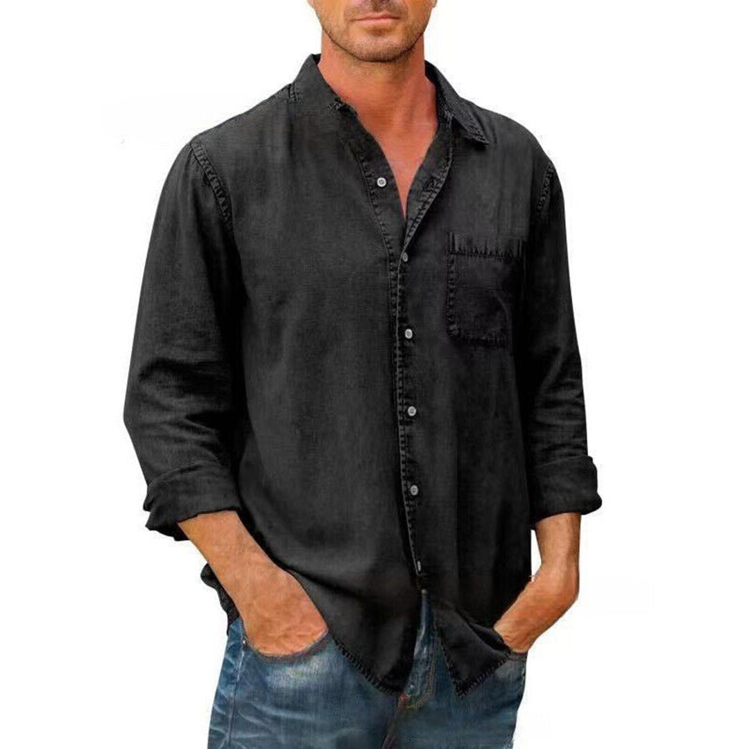 Men’s Casual Shirt – Relaxed Fit – Button-Down Front – Natural Fibers – Chest Pocket